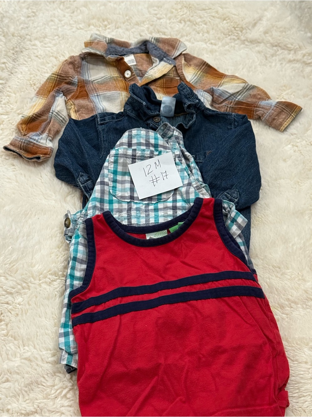 Red Tank Top with Navy Trim - Kids Shirt